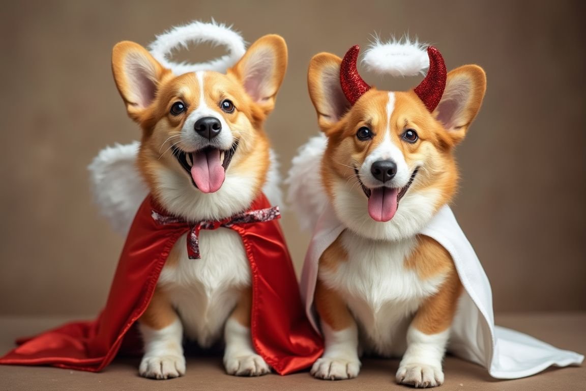 Angel & Devil Duo – A Heavenly and Mischievous Dog Costume Pair