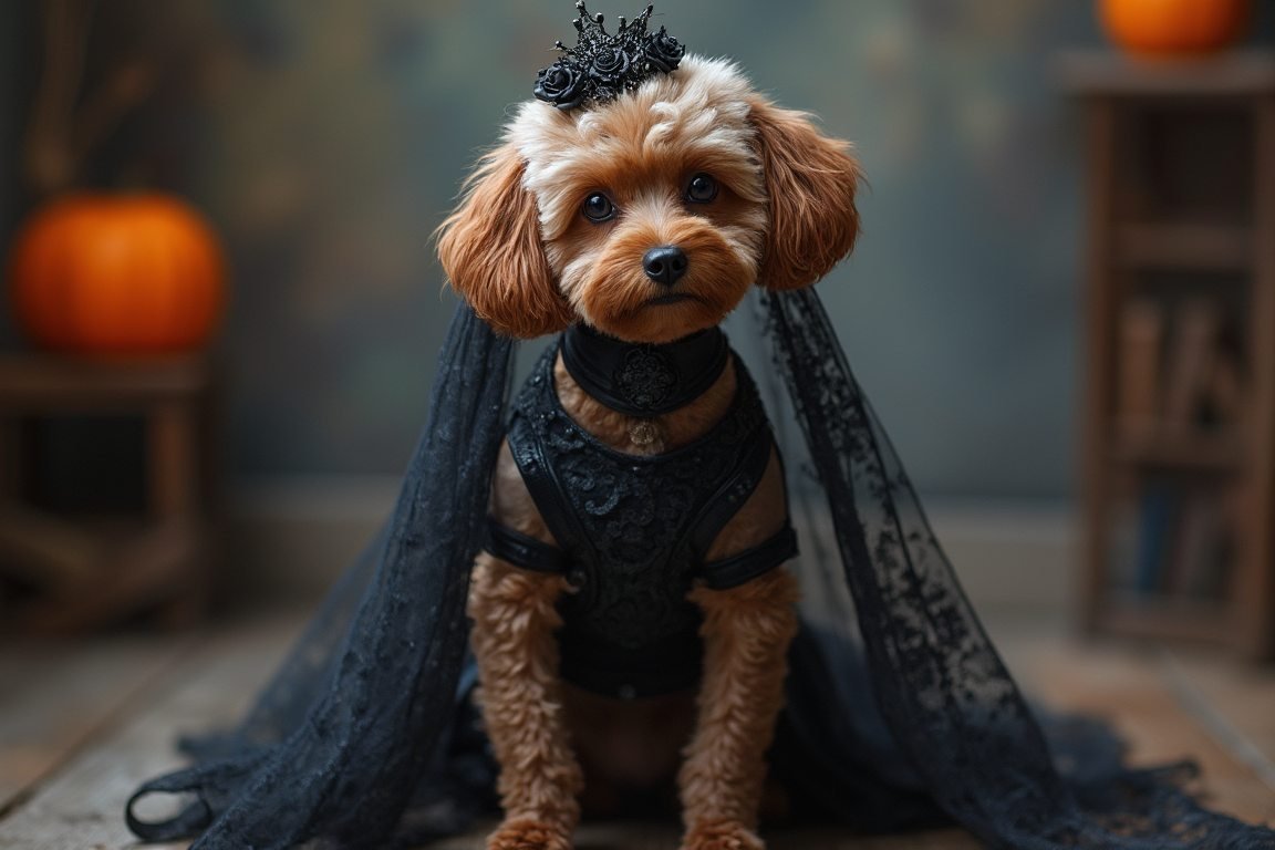 Haunted Bride Dog Costume – A Dramatic and Elegant Halloween Look