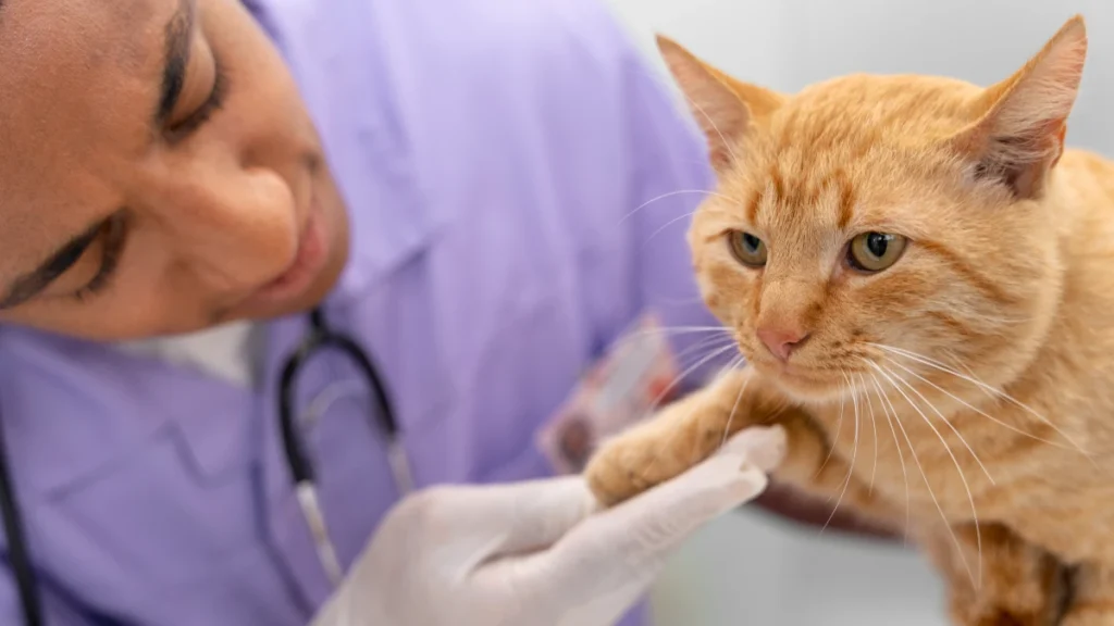 close up veterinarian taking care pet