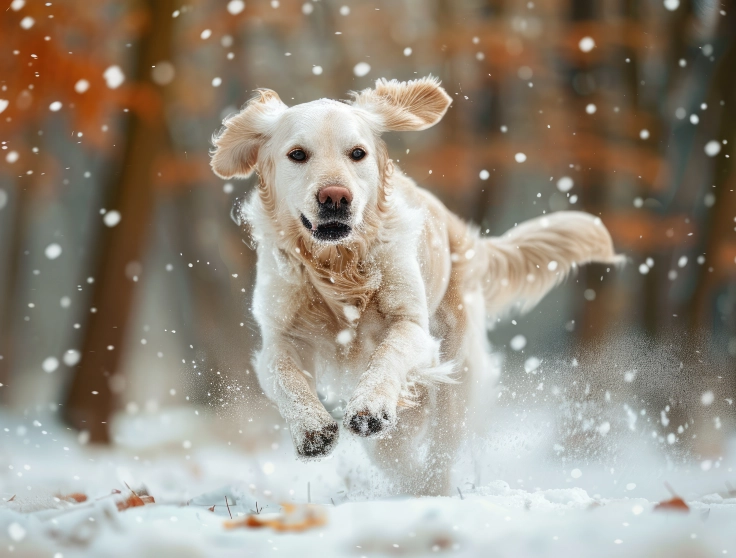 Golden Retriever Catching Snowflakes