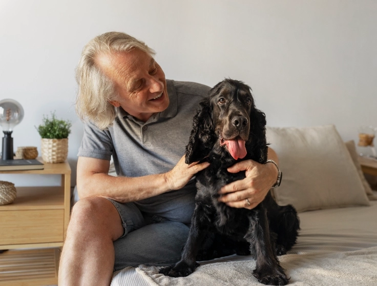 Senior Dog Getting Belly Rubs