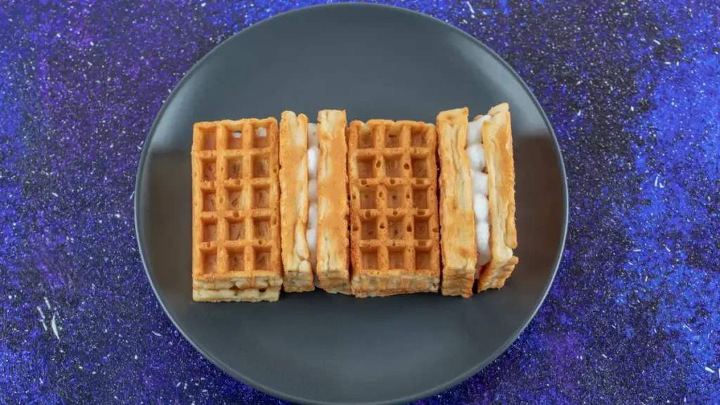 delicious fresh waffles colorful surface