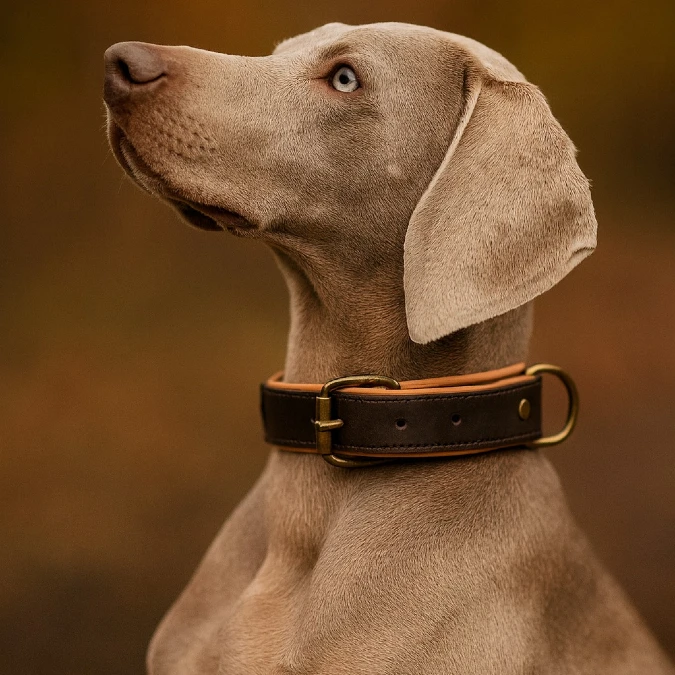 Padded Dark Brown Leather Collar