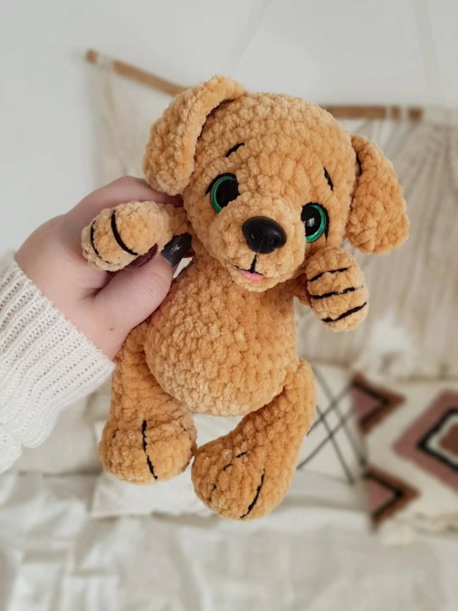 Golden Plush Crochet Puppy