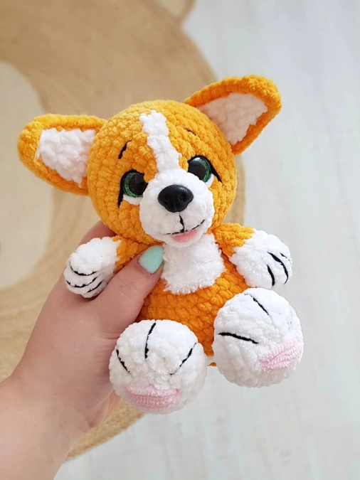 Orange Crochet Puppy With White Details