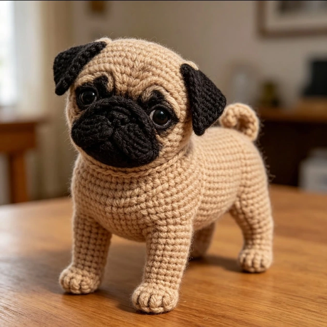 Crochet Pug With Curled Tail