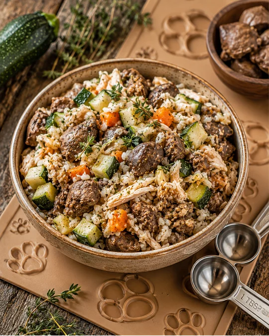 10 The Healthiest Homemade Dog Food Recipes with Ground Beef 10 Chicken Liver Rice and Zucchini Bowl