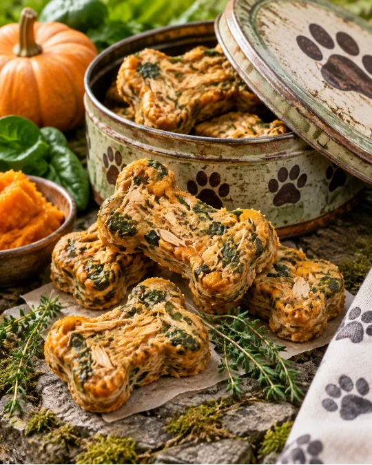 Chicken Pumpkin and Spinach Dog Food