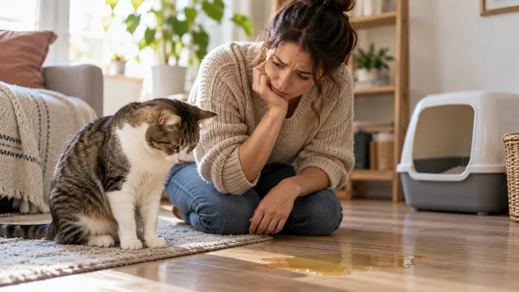 13 Heartbreaking Ways Your Cat Shows They've Missed You - Even If You Think They Didn't 2 Your Cat Starts Peeing Outside the Litter Box After You Leave