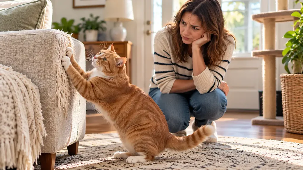 13 Heartbreaking Ways Your Cat Shows They've Missed You - Even If You Think They Didn't 5 Your Cat Scratches Doors and Furniture More Than Usual