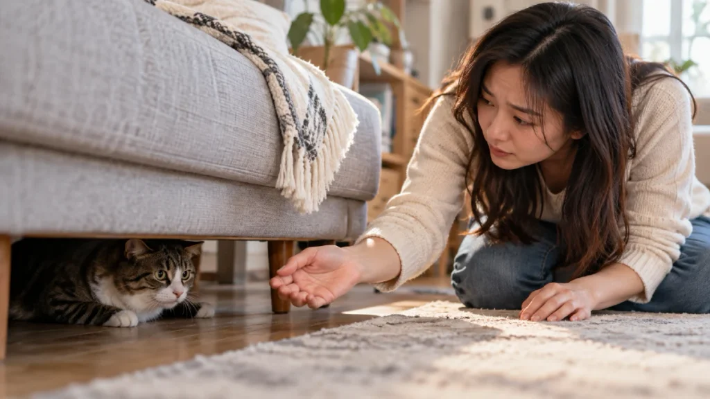7 Signs Your Cat Is Closing Off From You Without You Even Realizing It 2 Your Cat Starts Hiding and Avoiding You More Often